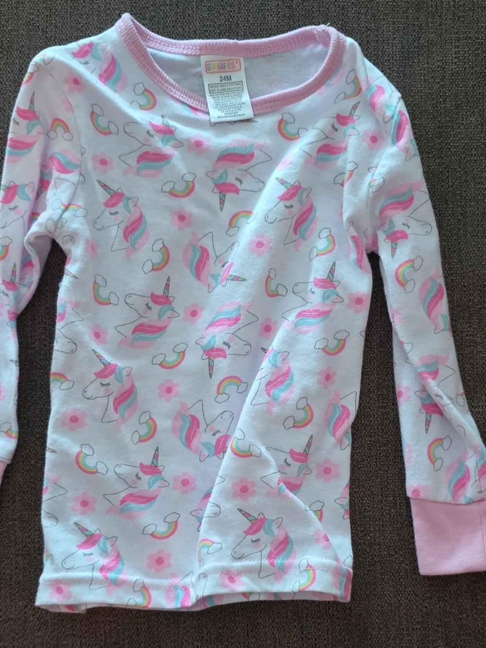 Garanimals Pink & White Unicorn Print Girls Long Sleeve Top